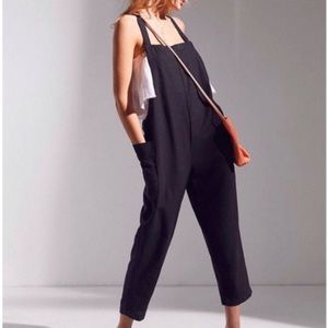 BDG Black Linen Overalls